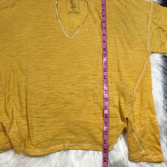 Free People We The Free Mustard Yellow Distressed Tee - Picture 6 of 7